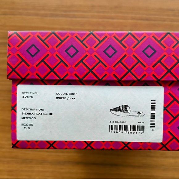 TORY BURCH Sienna Flat Slide White Backless Mule/Sandal - Picture 4 of 15